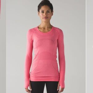 Lululemon pink swiftly long sleeve t shirt salmon size 12